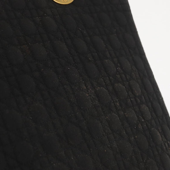 Christian Dior Lady Dior Canage Hand Bag Nylon Black Gold Auth ep12805