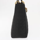 Christian Dior Lady Dior Canage Hand Bag Nylon Black Gold Auth ep12805-6