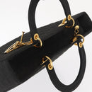 Christian Dior Lady Dior Canage Hand Bag Nylon Black Gold Auth ep12805-7