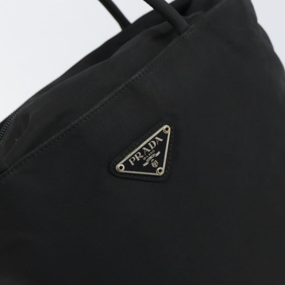 PRADA Hand Bag Nylon Black Silver Auth ep12808