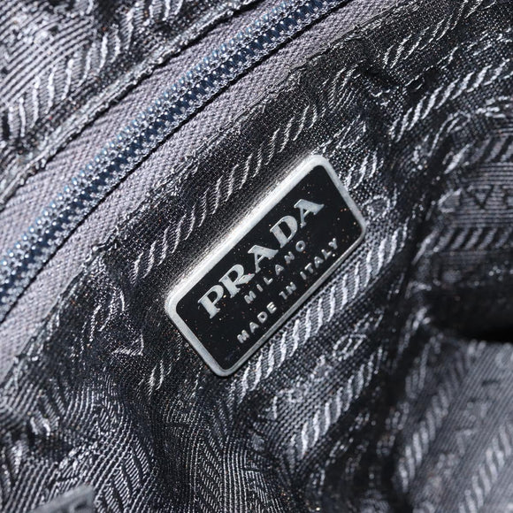 PRADA Hand Bag Nylon Black Silver Auth ep12808