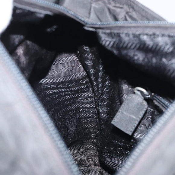 PRADA Hand Bag Nylon Black Silver Auth ep12808