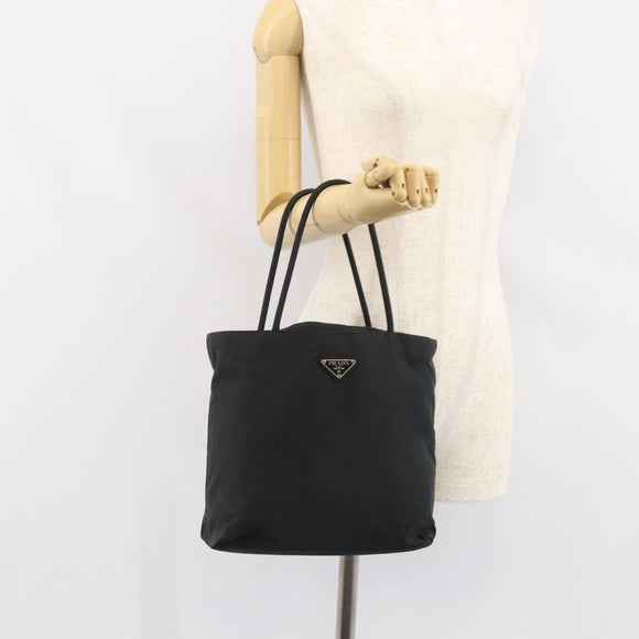 PRADA Hand Bag Nylon Black Silver Auth ep12808