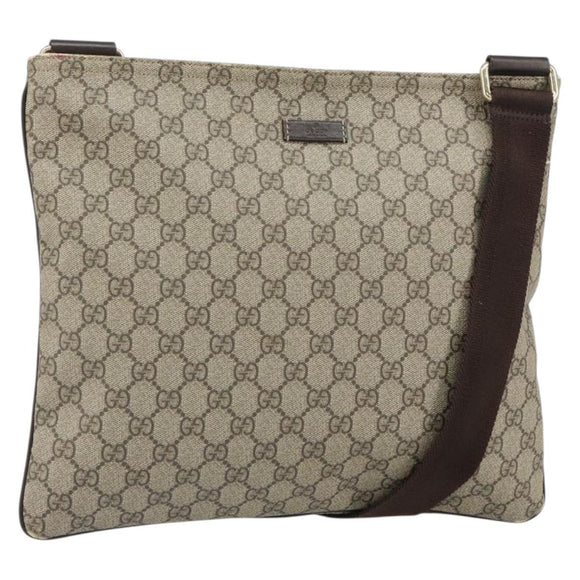 GUCCI GG Supreme Shoulder Bag PVC Beige Gold 201446 Auth ep12814