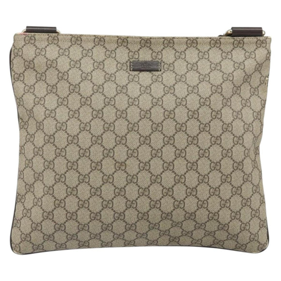 GUCCI GG Supreme Shoulder Bag PVC Beige Gold 201446 Auth ep12814