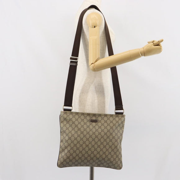 GUCCI GG Supreme Shoulder Bag PVC Beige Gold 201446 Auth ep12814