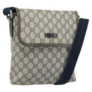 GUCCI GG Supreme Shoulder Bag PVC Navy Silver 223666 Auth ep12815-1