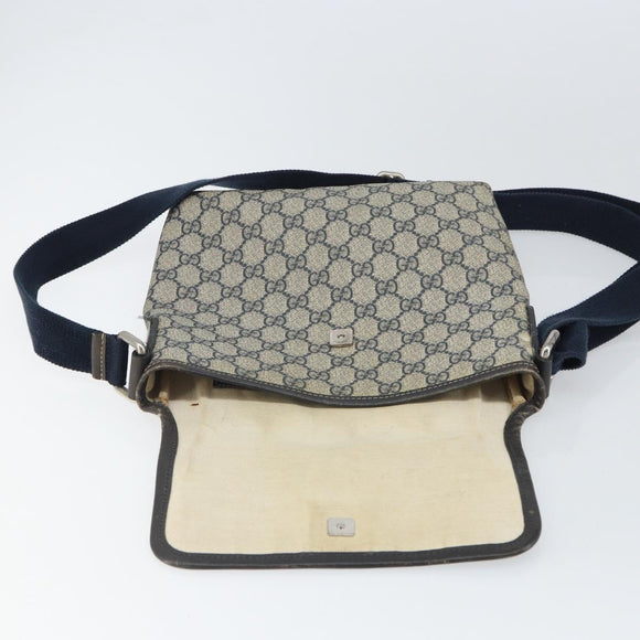 GUCCI GG Supreme Shoulder Bag PVC Navy Silver 223666 Auth ep12815