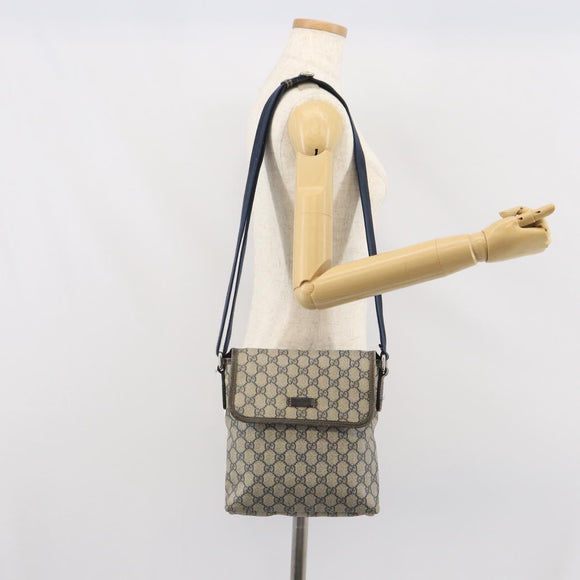 GUCCI GG Supreme Shoulder Bag PVC Navy Silver 223666 Auth ep12815