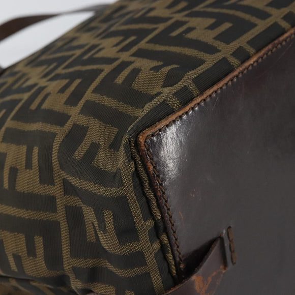 FENDI Zucca Canvas Hand Bag Black Brown Auth ep12817