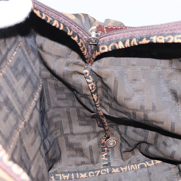 FENDI Zucca Canvas Hand Bag Black Brown Auth ep12817