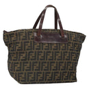 FENDI Zucca Canvas Hand Bag Black Brown Auth ep12817-1