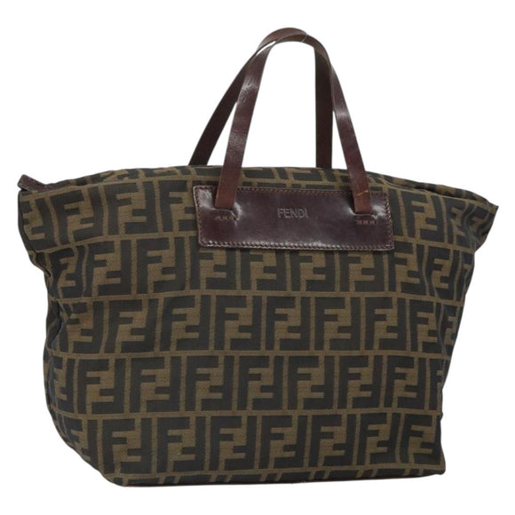 FENDI Zucca Canvas Hand Bag Black Brown Auth ep12817