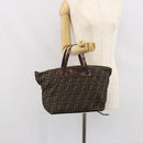 FENDI Zucca Canvas Hand Bag Black Brown Auth ep12817-22