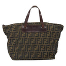 FENDI Zucca Canvas Hand Bag Black Brown Auth ep12817-13