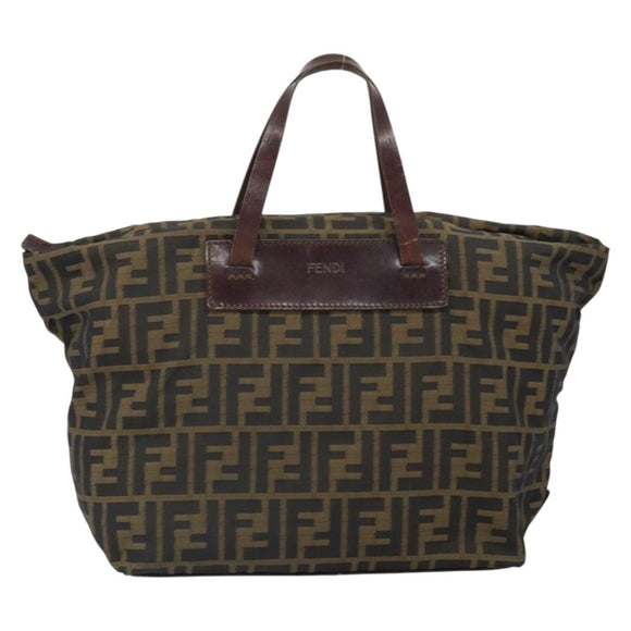 FENDI Zucca Canvas Hand Bag Black Brown Auth ep12817