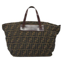 FENDI Zucca Canvas Hand Bag Black Brown Auth ep12817-2