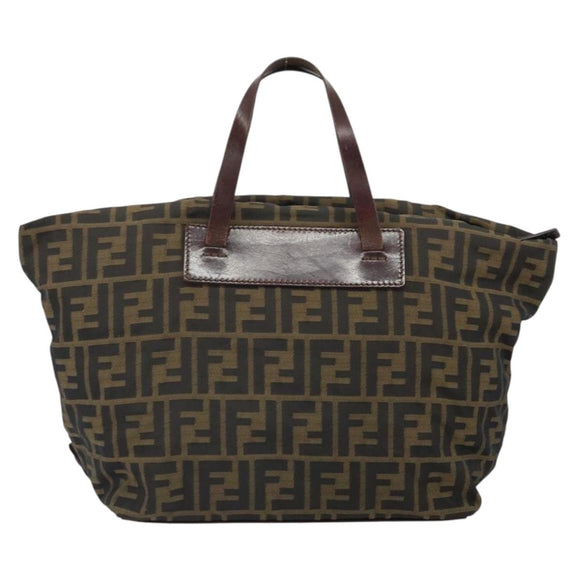 FENDI Zucca Canvas Hand Bag Black Brown Auth ep12817