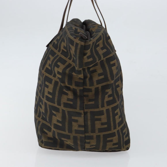 FENDI Zucca Canvas Hand Bag Black Brown Auth ep12817