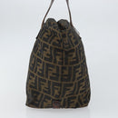 FENDI Zucca Canvas Hand Bag Black Brown Auth ep12817-4
