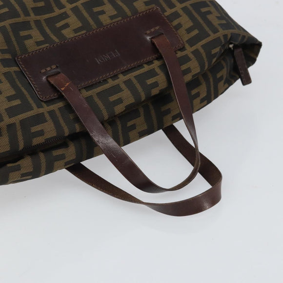 FENDI Zucca Canvas Hand Bag Black Brown Auth ep12817