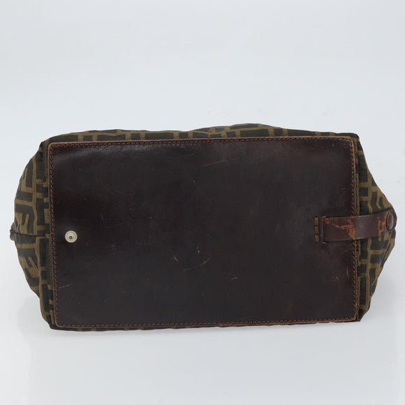 FENDI Zucca Canvas Hand Bag Black Brown Auth ep12817