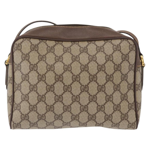 GUCCI GG Supreme Shoulder Bag PVC Beige Gold Auth ep12819