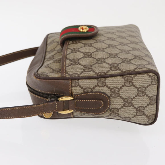 GUCCI GG Supreme Shoulder Bag PVC Beige Gold Auth ep12819