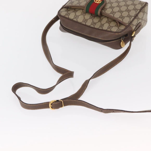 GUCCI GG Supreme Shoulder Bag PVC Beige Gold Auth ep12819