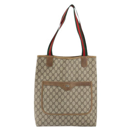 GUCCI GG Supreme Web Sherry Line Tote Bag PVC Beige 39 02 003 Auth ep12822 - 0