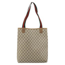 GUCCI GG Supreme Web Sherry Line Tote Bag PVC Beige 39 02 003 Auth ep12822-3