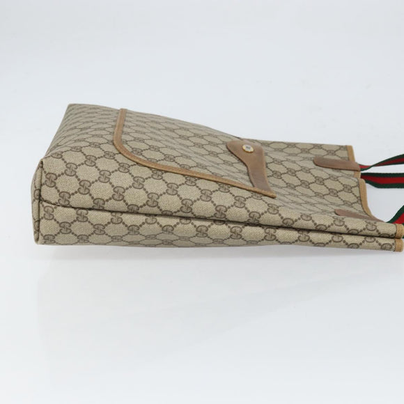 GUCCI GG Supreme Web Sherry Line Tote Bag PVC Beige 39 02 003 Auth ep12822