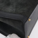 GUCCI Bamboo Hand Bag Suede Navy Gold 002 1096 0260 Auth ep12825-10