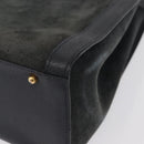 GUCCI Bamboo Hand Bag Suede Navy Gold 002 1096 0260 Auth ep12825-11