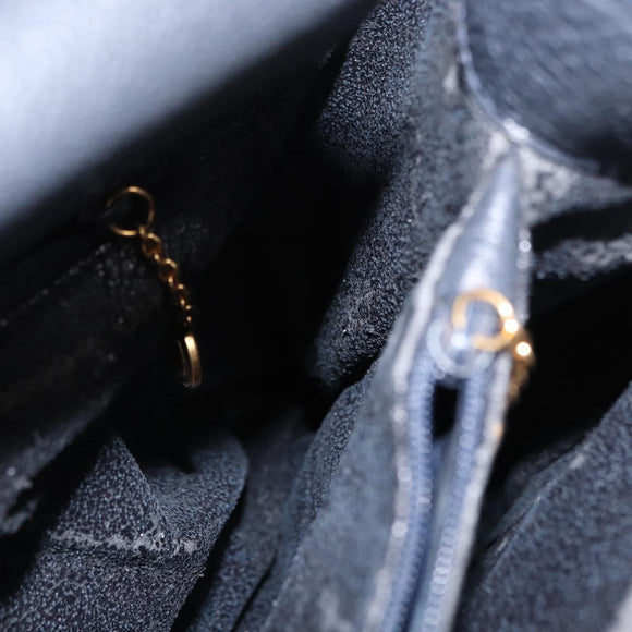 GUCCI Bamboo Hand Bag Suede Navy Gold 002 1096 0260 Auth ep12825