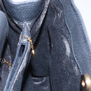 GUCCI Bamboo Hand Bag Suede Navy Gold 002 1096 0260 Auth ep12825-20