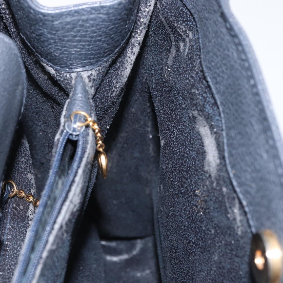 GUCCI Bamboo Hand Bag Suede Navy Gold 002 1096 0260 Auth ep12825