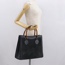 GUCCI Bamboo Hand Bag Suede Navy Gold 002 1096 0260 Auth ep12825-24