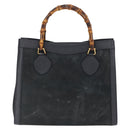 GUCCI Bamboo Hand Bag Suede Navy Gold 002 1096 0260 Auth ep12825-3