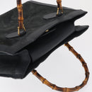GUCCI Bamboo Hand Bag Suede Navy Gold 002 1096 0260 Auth ep12825-6