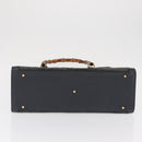 GUCCI Bamboo Hand Bag Suede Navy Gold 002 1096 0260 Auth ep12825-9