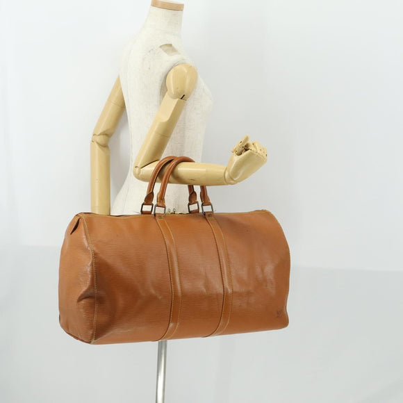 LOUIS VUITTON Epi Keepall 50 Boston Bag Brown M42968 LV Auth ep12829
