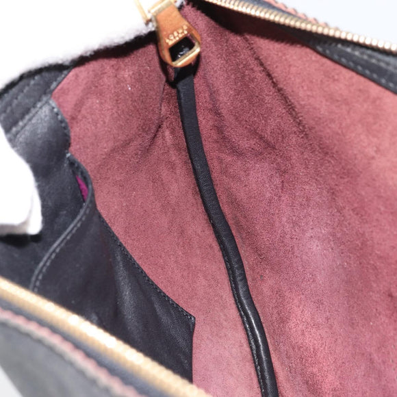 LOEWE Shoulder Bag Leather Black Gold Auth ep12832