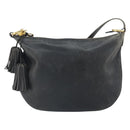 LOEWE Shoulder Bag Leather Black Gold Auth ep12832-13