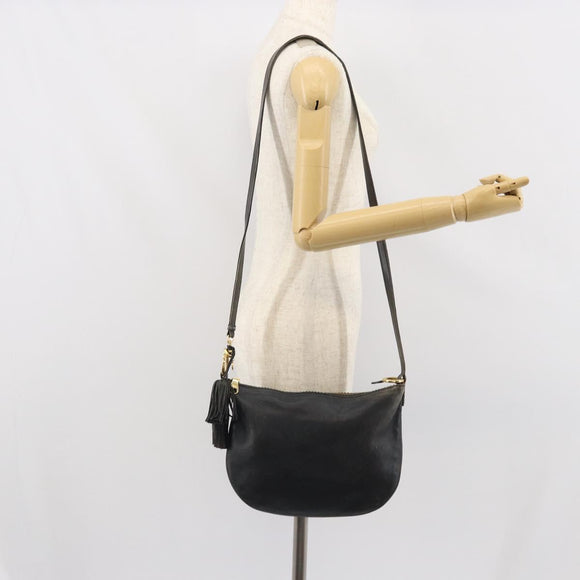 LOEWE Shoulder Bag Leather Black Gold Auth ep12832