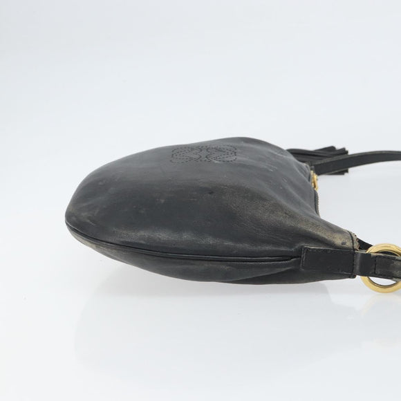 LOEWE Shoulder Bag Leather Black Gold Auth ep12832