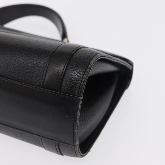 Burberrys Hand Bag Leather Black Silver Auth ep12833