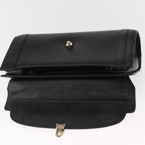 Burberrys Hand Bag Leather Black Silver Auth ep12833