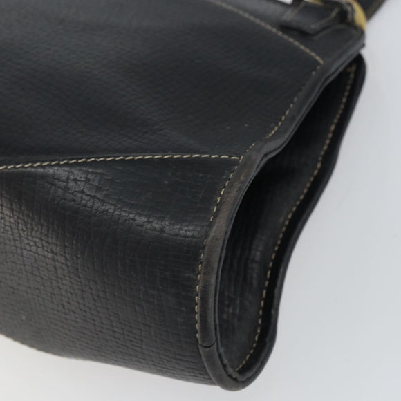 LOEWE Hand Bag Leather Black Gold Auth ep12841
