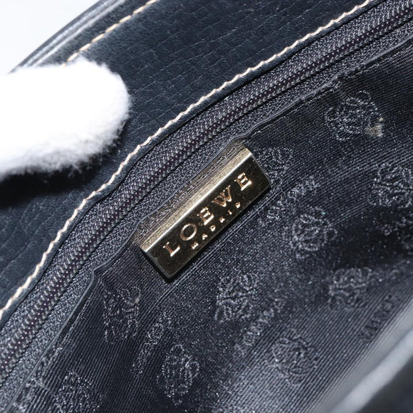 LOEWE Hand Bag Leather Black Gold Auth ep12841